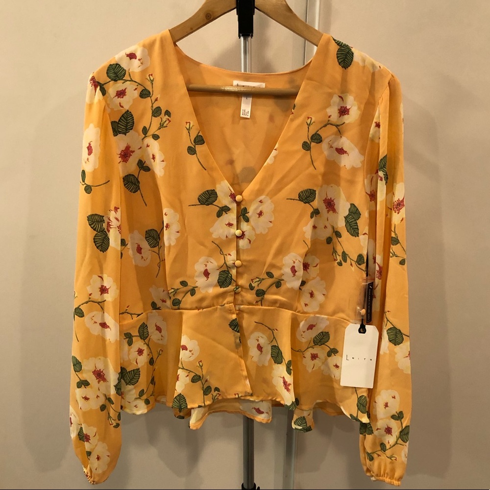 NEW | Nordstrom Leith Yellow Floral Blouse